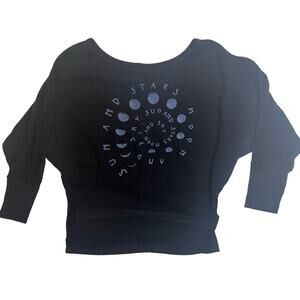 CHASER Sun and Stars Sweatshirt Black Long Sleeve Shirt Size Small NWOT